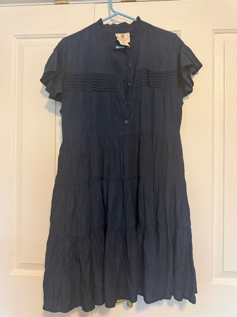 Women’s Navy Tiered Button-Front Dress